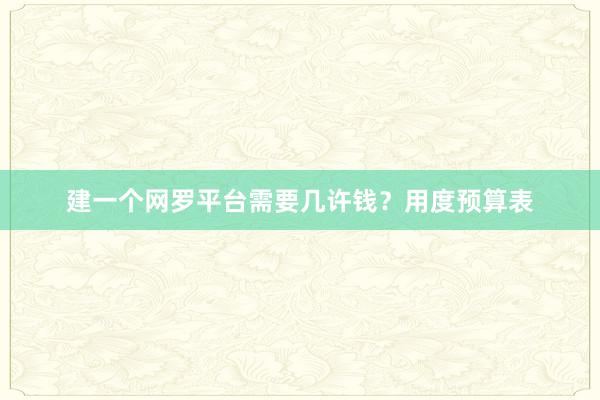 建一个网罗平台需要几许钱？用度预算表