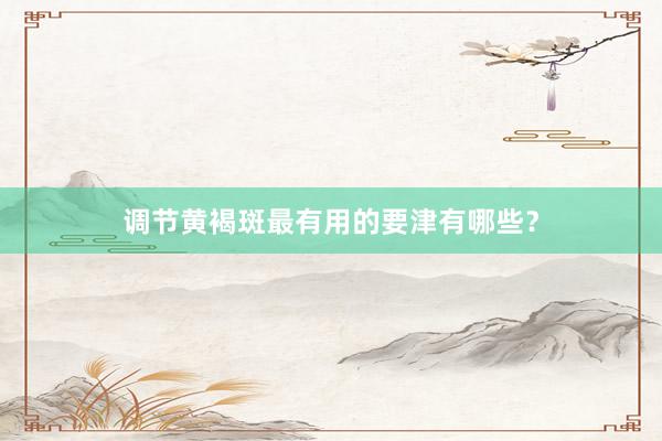 调节黄褐斑最有用的要津有哪些？